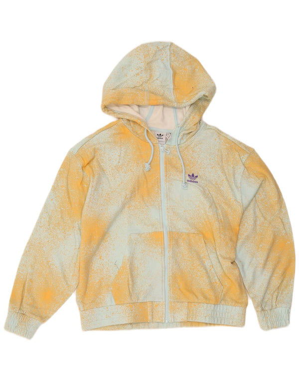 Adidas Dame Oversized Hættetrøje Sweater med lynlås UK 6 XS Yellow Tie Dye