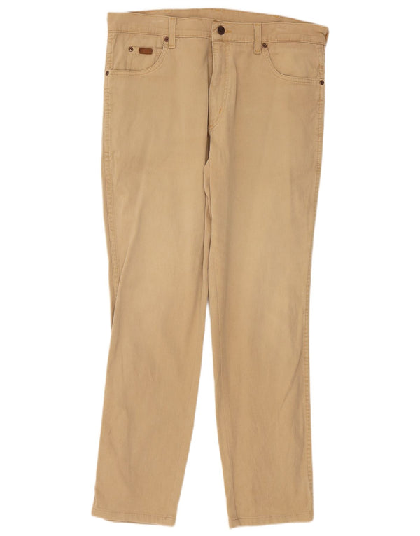 Wrangler Mens Texas Stretch Straight Casual Trousers W36 L30 Beige Cotton