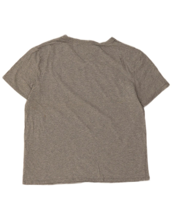 Tommy Hilfiger Grafik-T-Shirt für Damen, UK 14, mittelgrau gefleckte Baumwolle