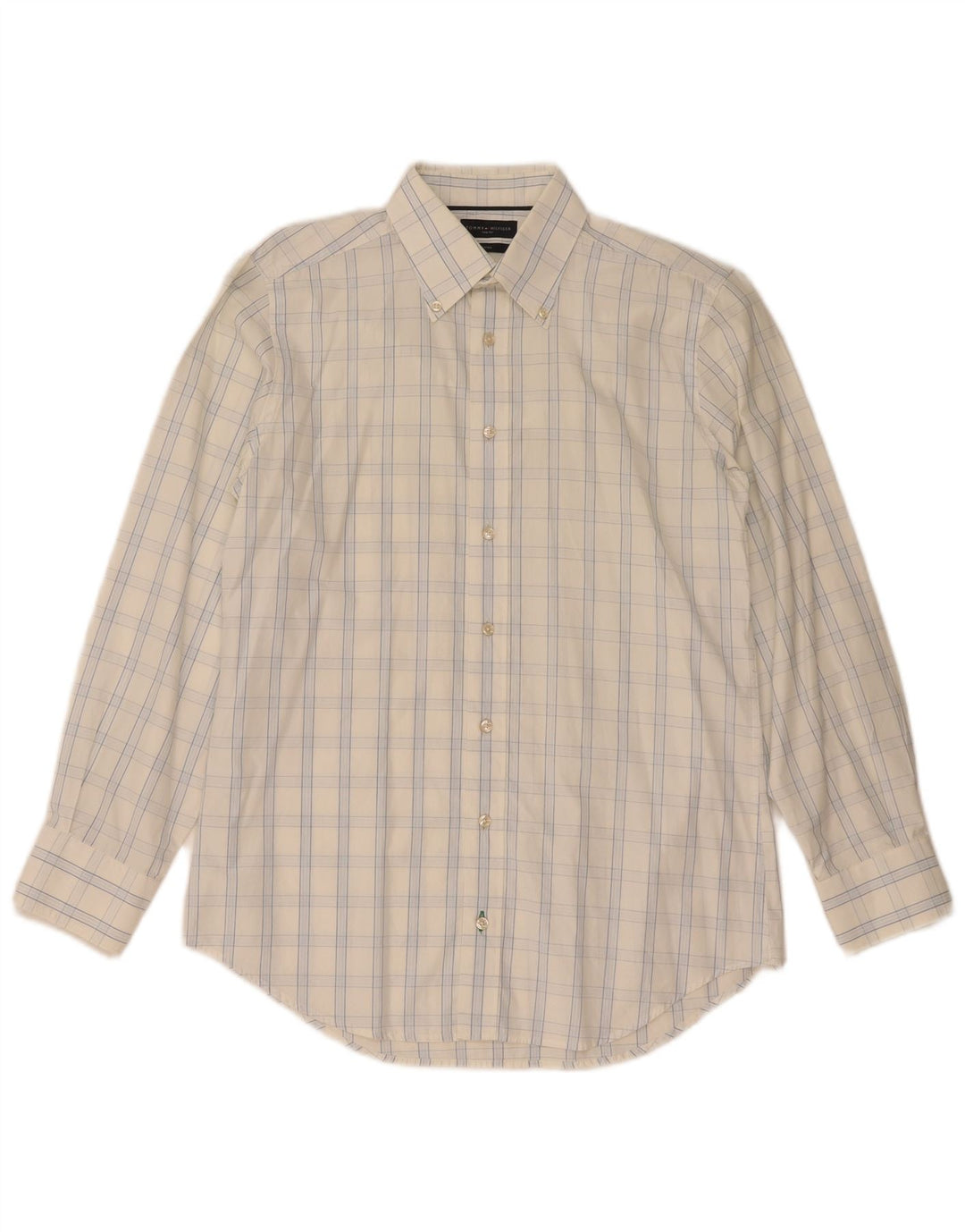 TOMMY HILFIGER Mens Fitted Shirt Size 38 15 Medium White Check