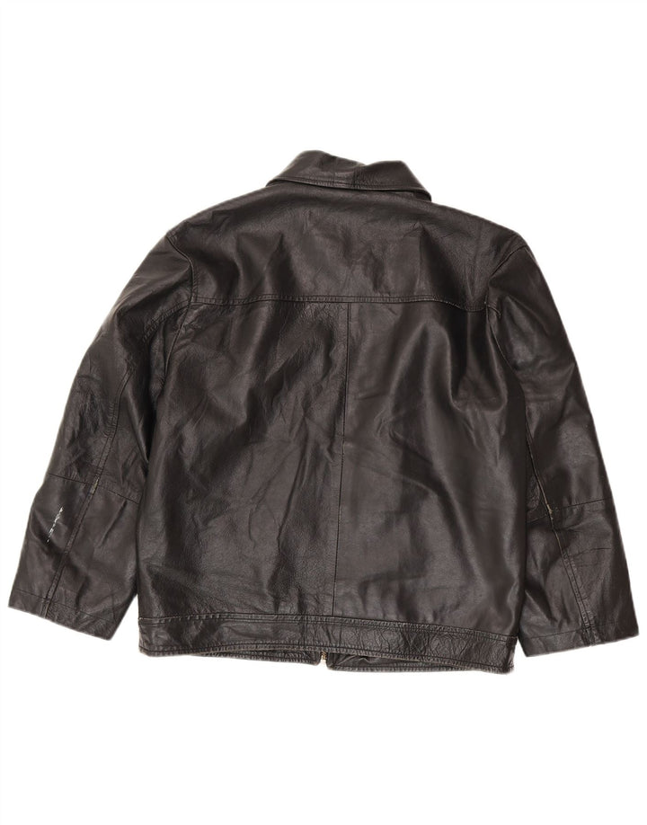 Vintage Womens Leather Jacket IT 50 XL Black