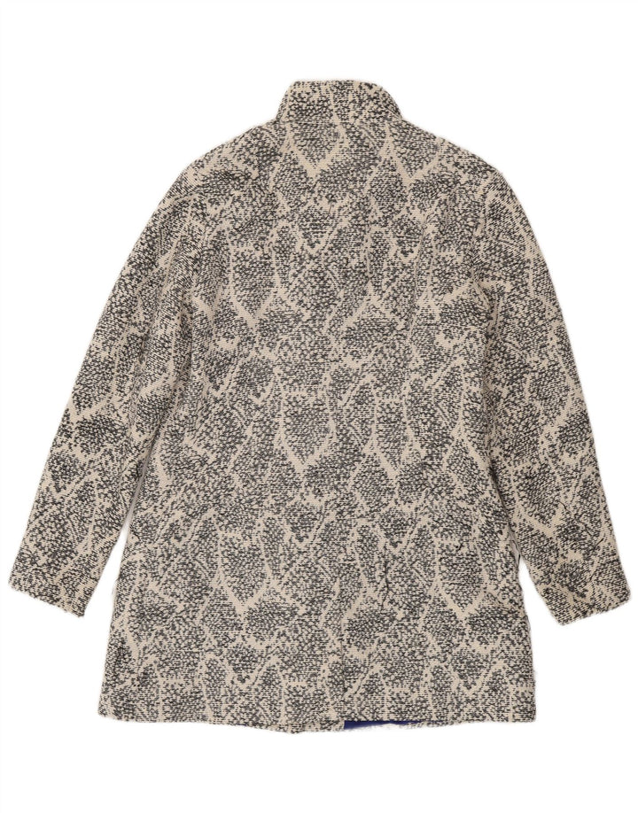 Desigual Womens Abstract Pattern Overcoat EU 44 XL White Cotton