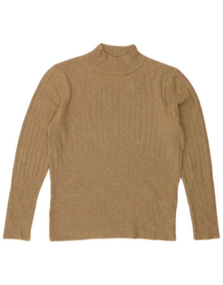 MARKS & SPENCER Womens Turtle Neck Jumper Sweater UK 12 Medium  Beige