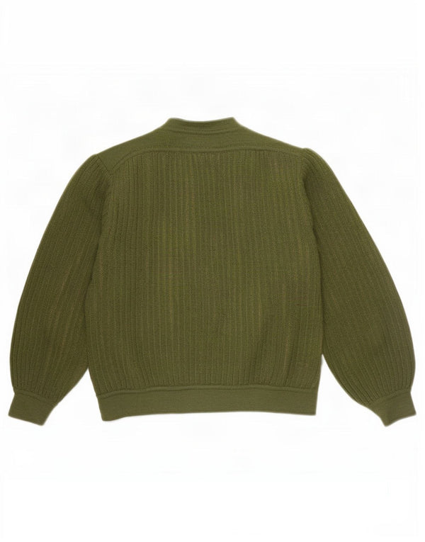 Sweter damski Mariedda z guzikami pod szyją, UK 16, duża, zielona wełna