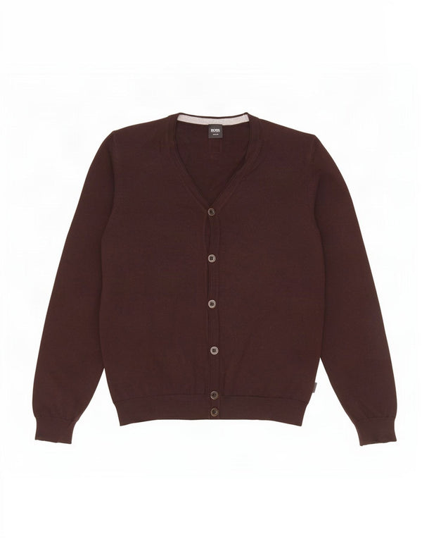 Pulover cardigan pentru bărbați Hugo Boss Slim Fit Lână maro medie