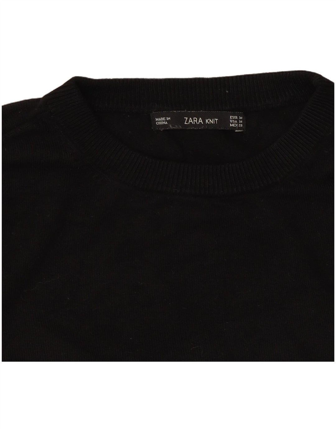 Zara Womens Crew Neck Jumper Sweater UK 12 Medium Black