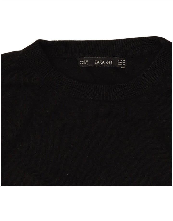 Zara Womens Crew Neck Jumper Sweater UK 12 Medium Black
