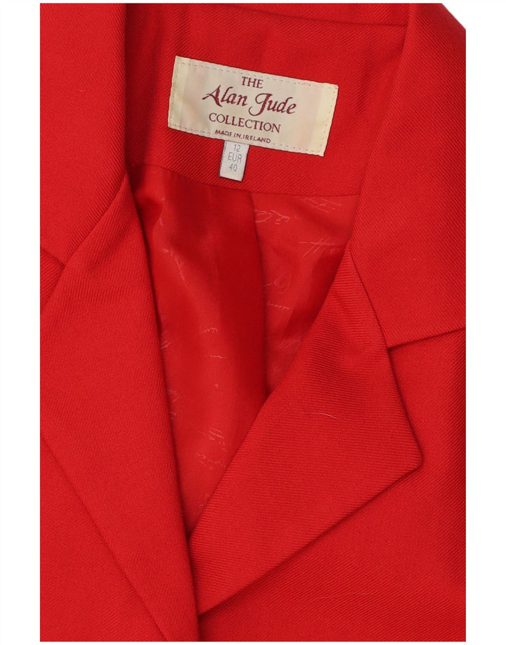VINTAGE Womens Longline 4 Button Blazer Jacket UK 12 Medium Red
