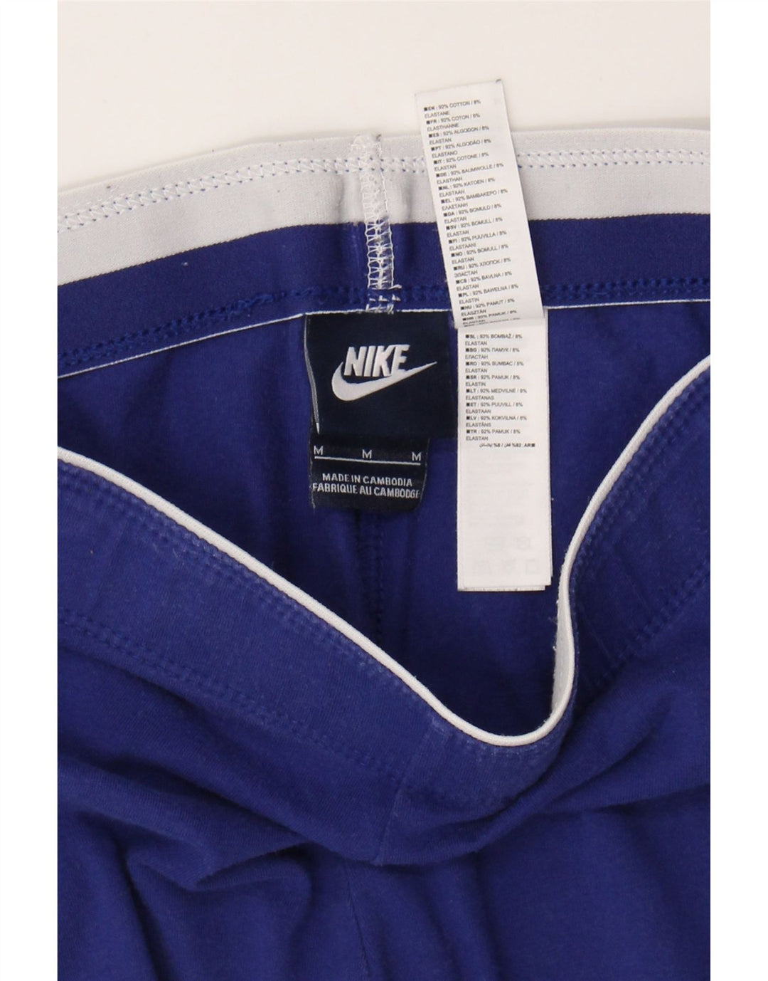 NIKE Womens Graphic Leggings UK 12 Medium  Blue Cotton