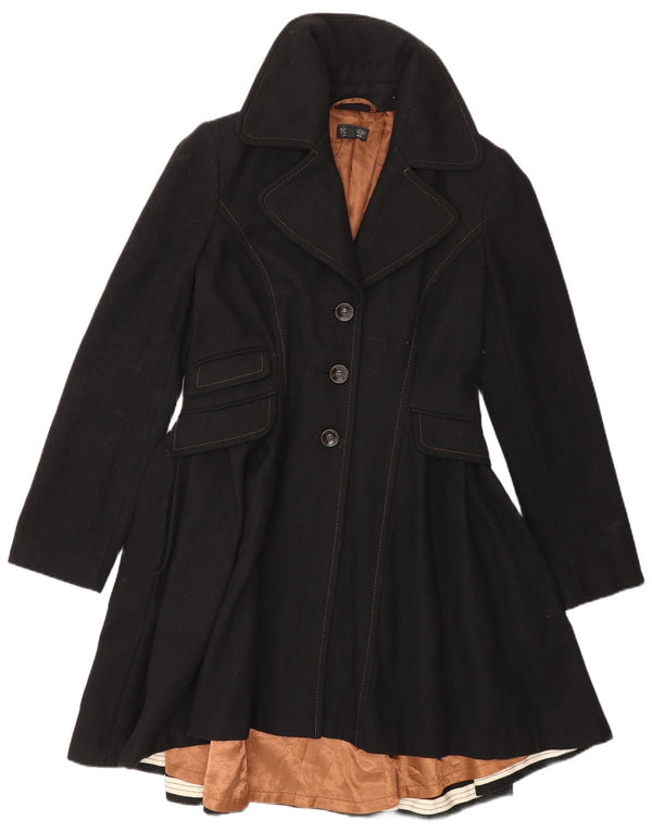 Topshop Dame Prinsesse Frakke UK 12 Medium Sort Uld