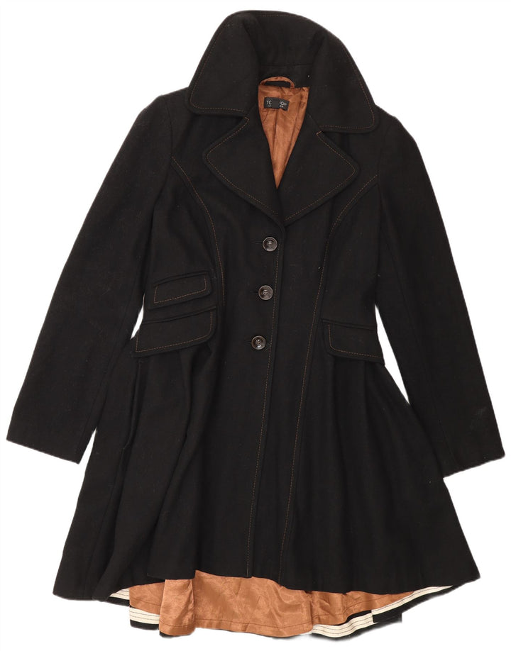 Topshop Womens Princess Coat UK 12 Medium Black Wool