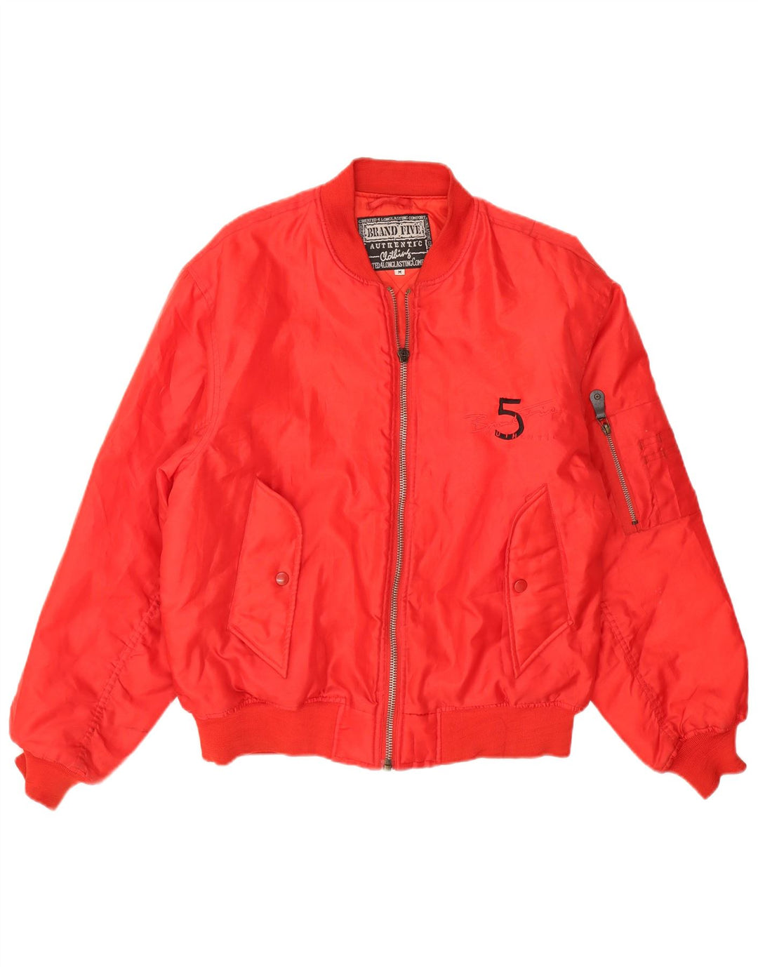 VINTAGE Mens Bomber Jacket UK 38 Medium Red Polyamide