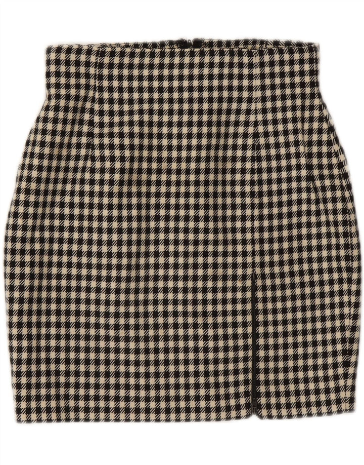 MARINA BABINI Womens Mini Skirt IT 42 Medium W28 Black Gingham Wool Vintage Marina Babini and Second-Hand Marina Babini from Messina Hembry 