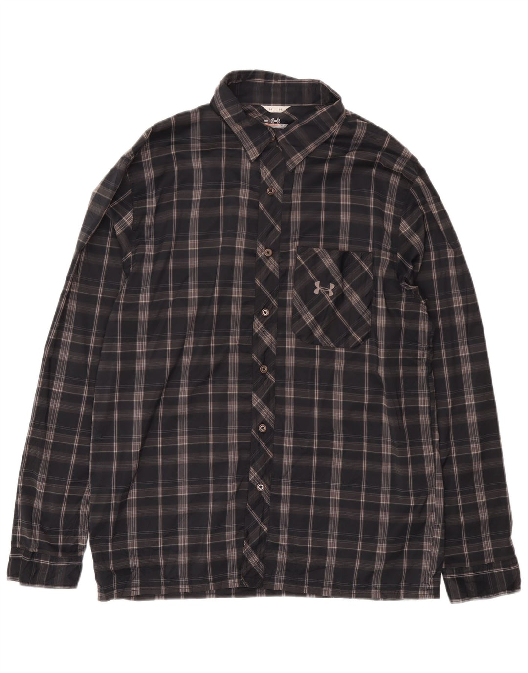 Under Armour Mens Allseason Gear Shirt Large Grey Check Polyester
