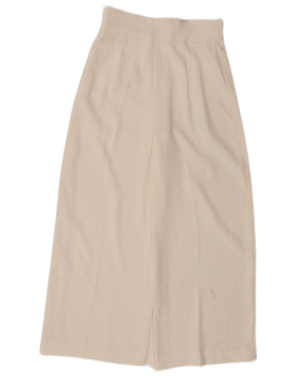 Zara Womens Crop Casual Bukser med brede ben XS W24 L24 Hvid