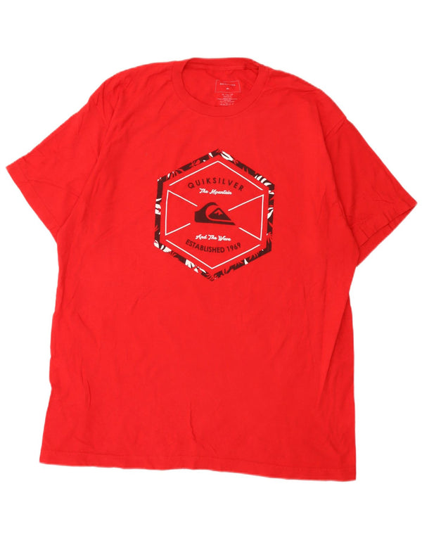 Quiksilver Mens Regular Fit Graphic T-Shirt Top XL Rouge Coton