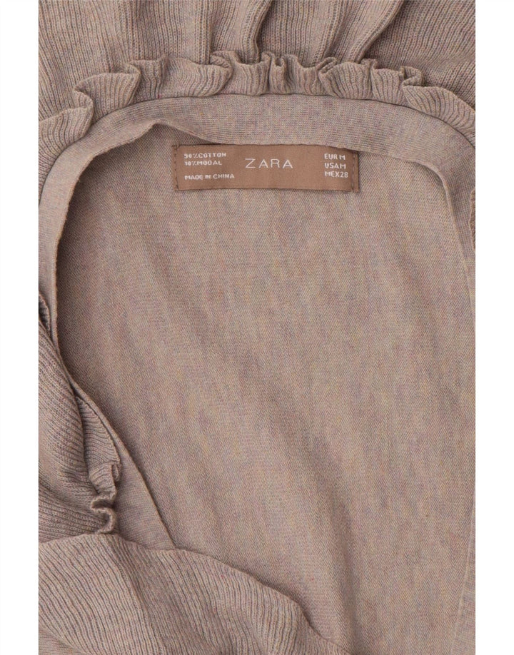 Zara Womens Oversized Flæse Cardigan Top UK 14 Medium Grey