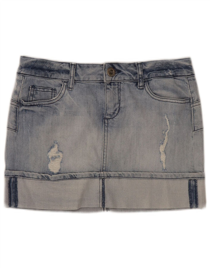 Liu Jo Mini jupe en jean vieilli pour femme W28 en coton bleu moyen