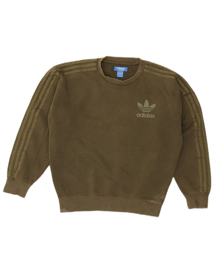 Adidas Mens Sweatshirt Jumper Small Khaki Cotton