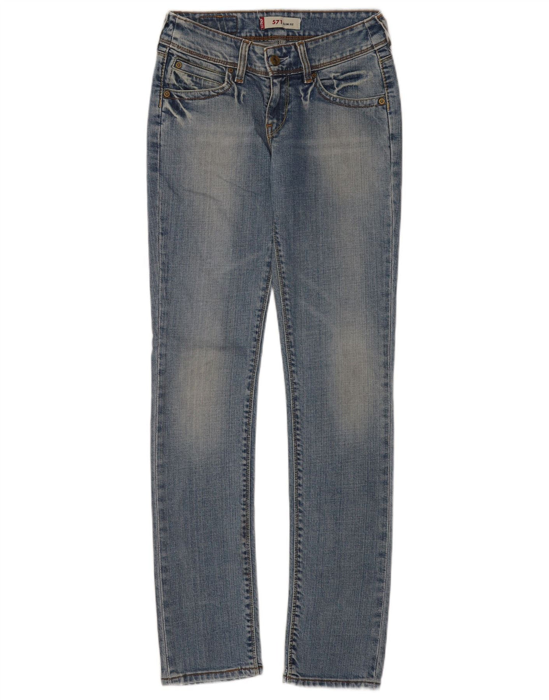 Levi's Womens 571 Slim Jeans W28 L34 Blue Cotton
