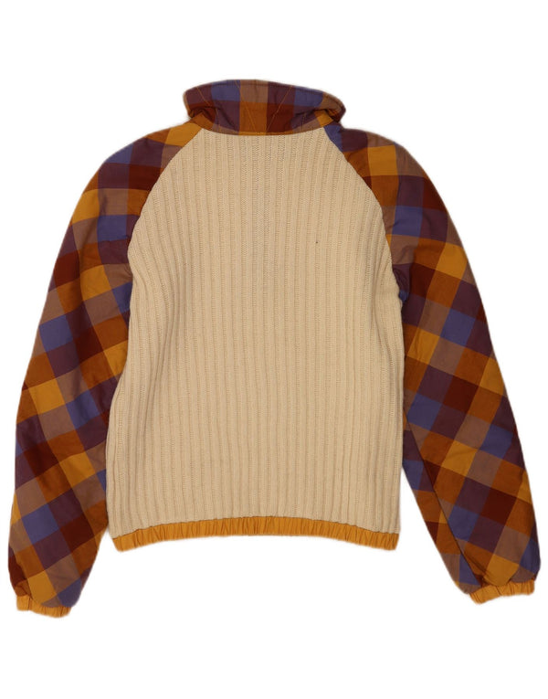 Samas Boys Zip Neck Jumper Sweater 9-10 Years Beige Colourblock Wool