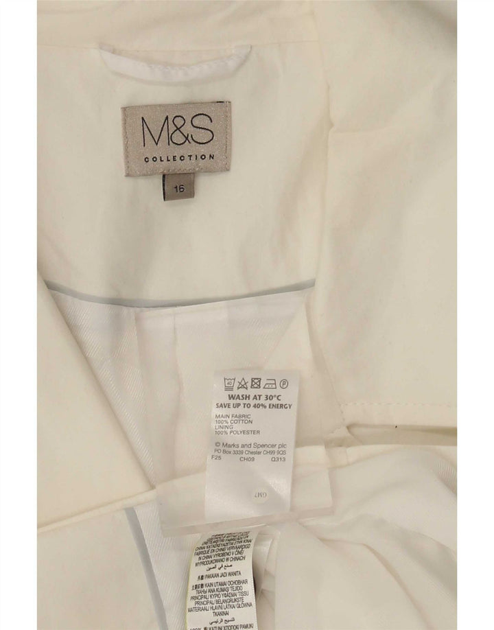 Marks & Spencer Womens Short Trench Coat UK 16 Large White Cotton