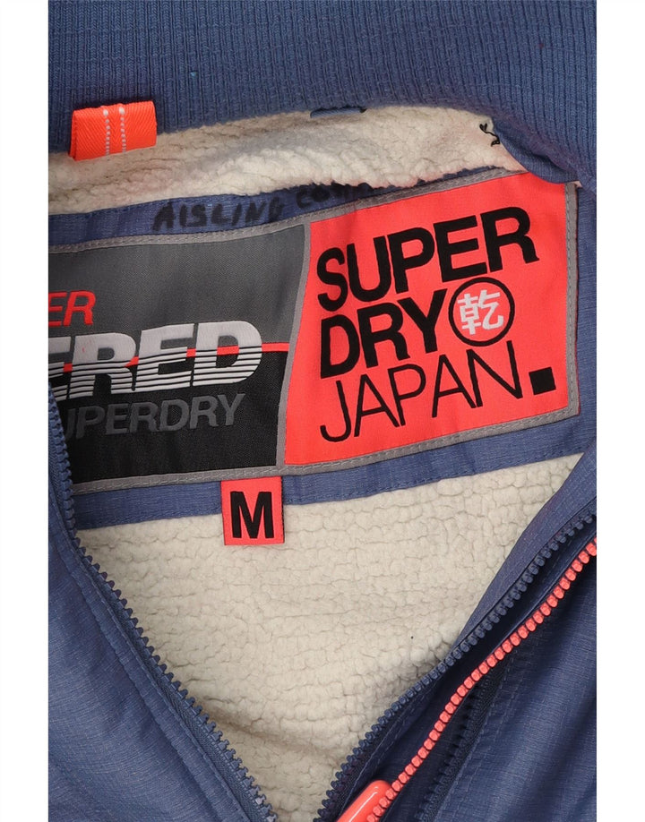SUPERDRY Womens Hooded Windbreaker Jacket UK 14 Medium Blue Nylon Vintage Superdry and Second-Hand Superdry from Messina Hembry 