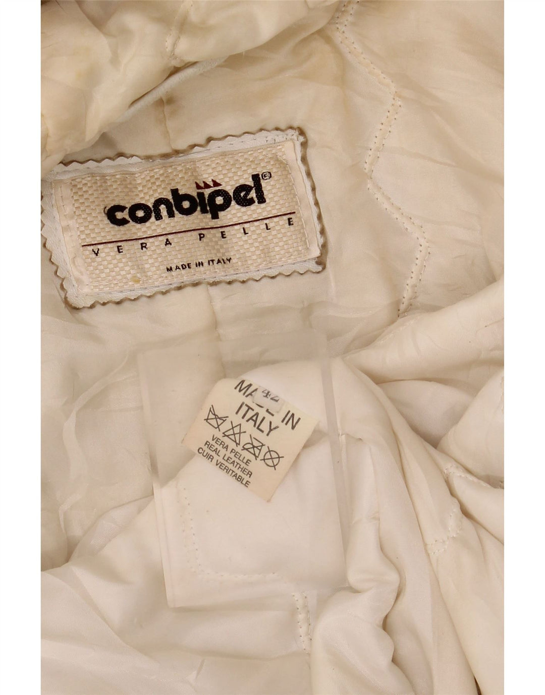 CONBIPEL Chaqueta de cuero con capucha para mujer IT 42 Medium White Leather