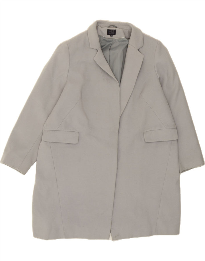 MARKS & SPENCER Womens Overcoat UK 22 3XL Grey Polyester Vintage Marks & Spencer and Second-Hand Marks & Spencer from Messina Hembry 