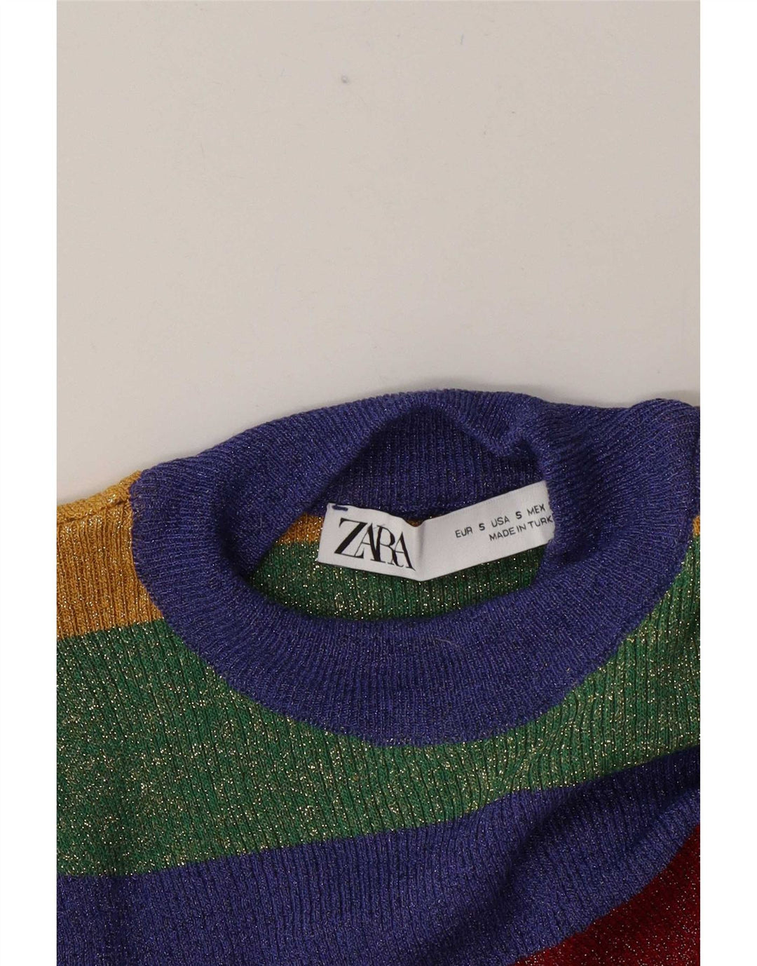 Женская блузка Zara Top UK 10, маленькая разноцветная полоска