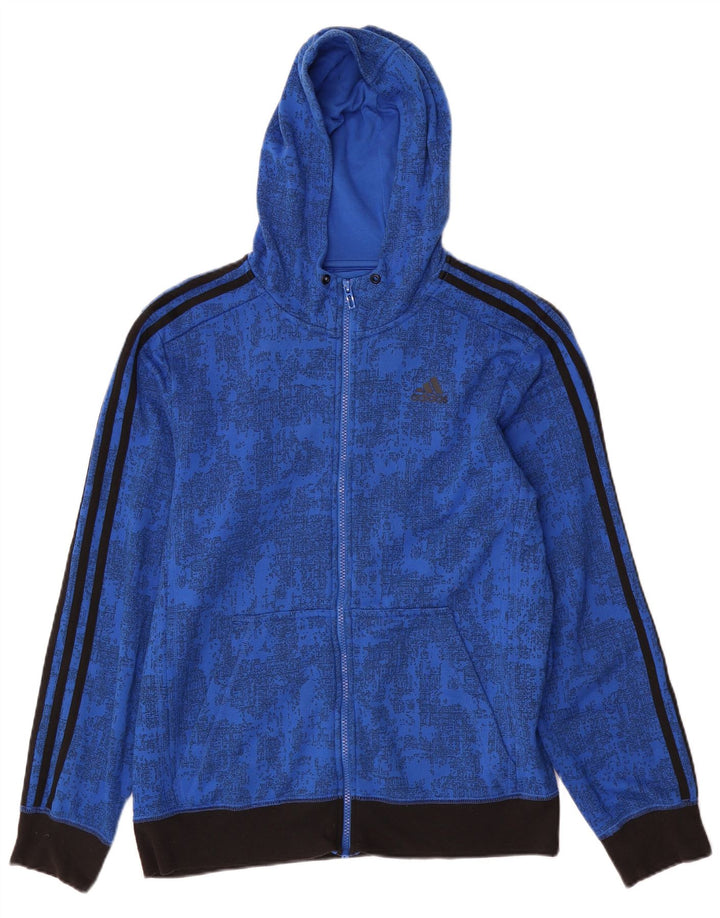 ADIDAS Suéter con capucha y cremallera para hombre Poliéster teñido anudado azul medio