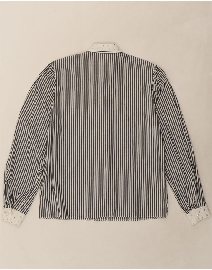 LADY H. Womens Shirt EU 38 Medium Black Pinstripe Cotton Vintage LADY H. and Second-Hand LADY H. from Messina Hembry 
