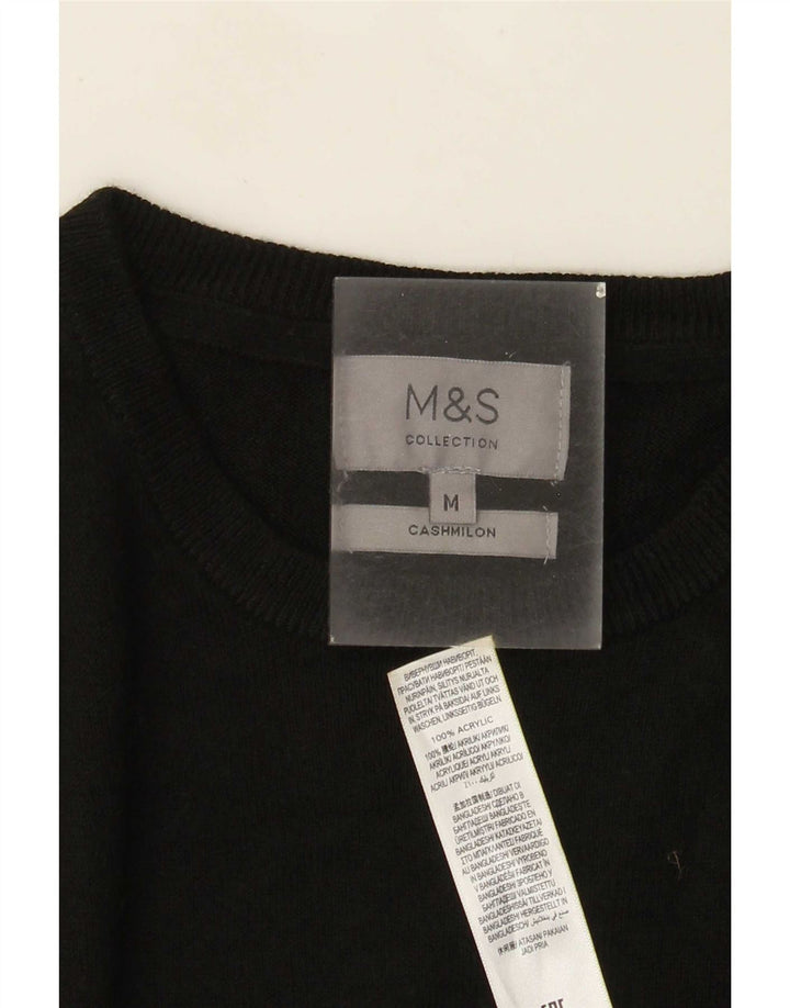 Marks & Spencer Mens Crew Neck Jumper Sweater Medium Black Acrylic