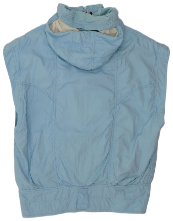 Vintage hombres con capucha Anorak Gilet Reino Unido 42 XL poliéster azul retro