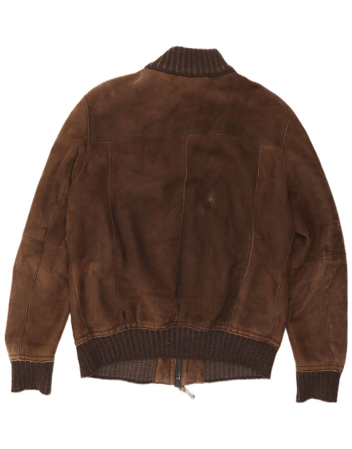 Vintage Mens Suede Bomber Jacket UK 40 Large Brown