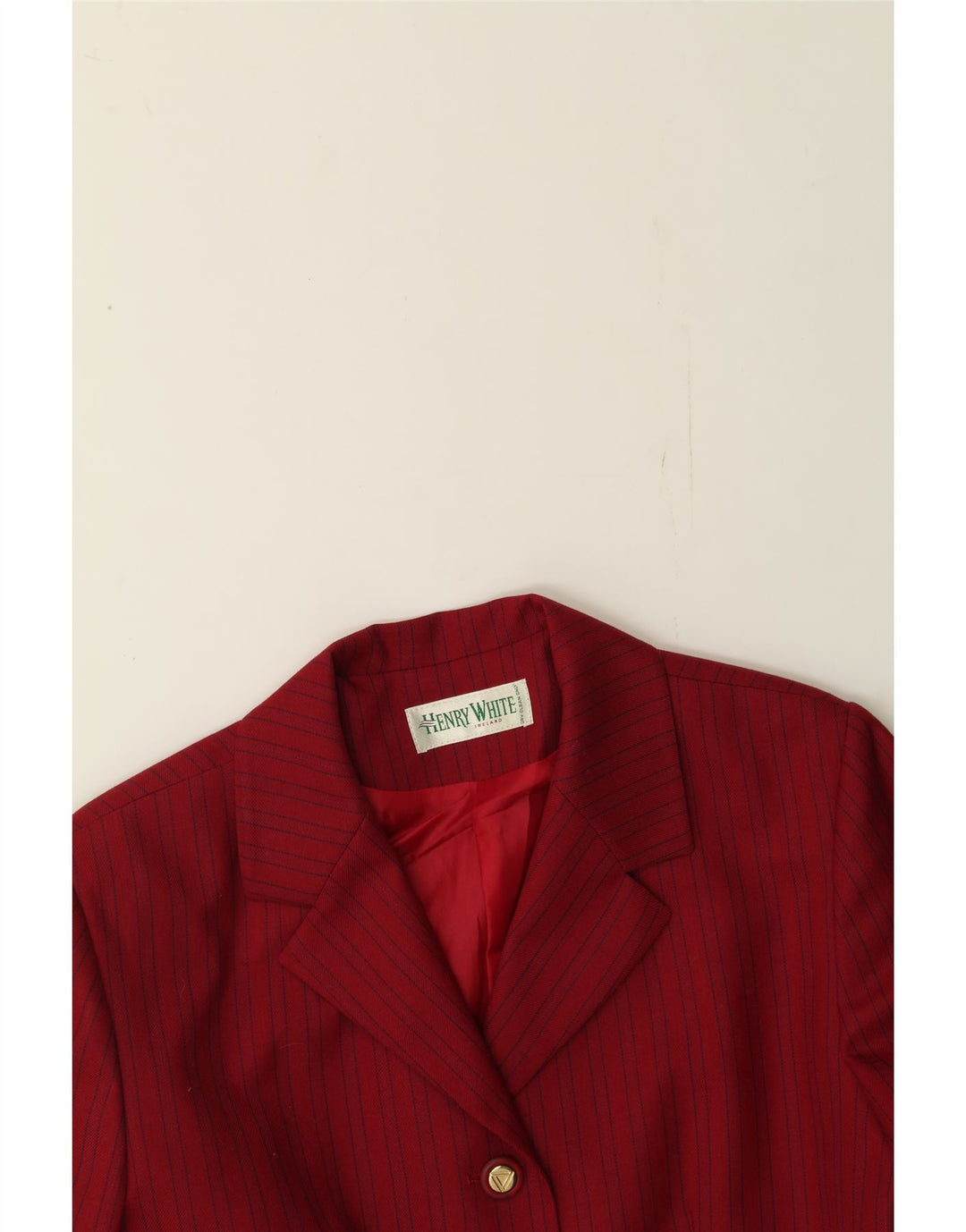 HENRY WHITE Womens 4 Button Blazer Jacket UK 12 Medium  Red Striped Wool Vintage Henry White and Second-Hand Henry White from Messina Hembry 