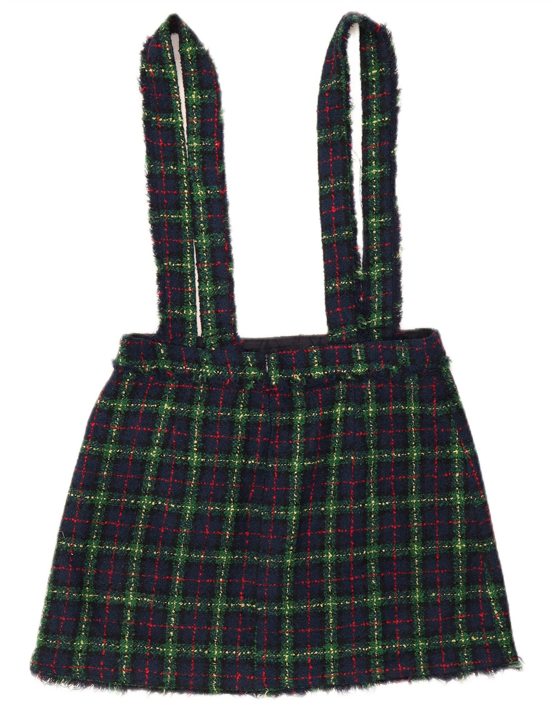 Zara Womens Dungarees Skirt Large W34 Navy Blue Check