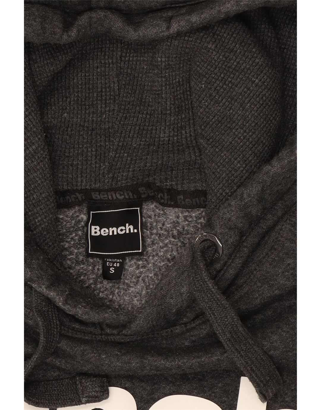 Suéter masculino com capuz gráfico BENCH pequeno algodão cinza