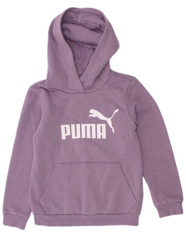 Dziewczęca bluza z kapturem Puma z grafiką 5-6 lat, fioletowa bawełna