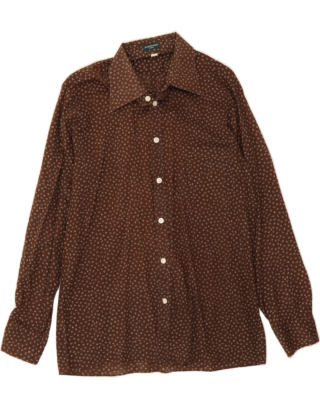 VINTAGE Mens Shirt Size 42 Large Brown Spotted Cotton Vintage Vintage and Second-Hand Vintage from Messina Hembry 