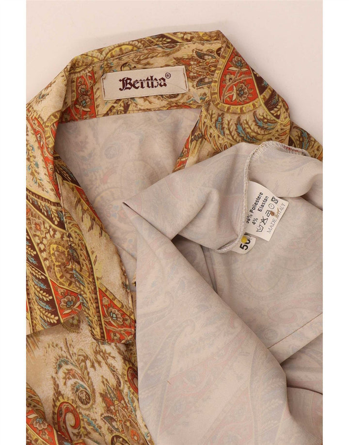 Vintage Womens Shirt IT 50 XL Beige Paisley Polyester