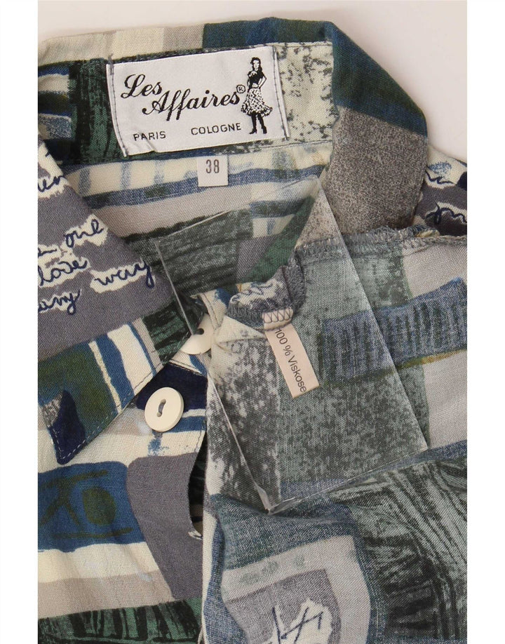 Bluză Vintage Cămașă Grafică pentru Damă EU 38 Medium Multicolor Patchwork