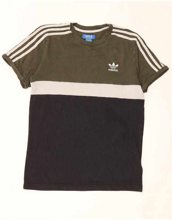 T-shirt da uomo Adidas Top Small verde in cotone color block