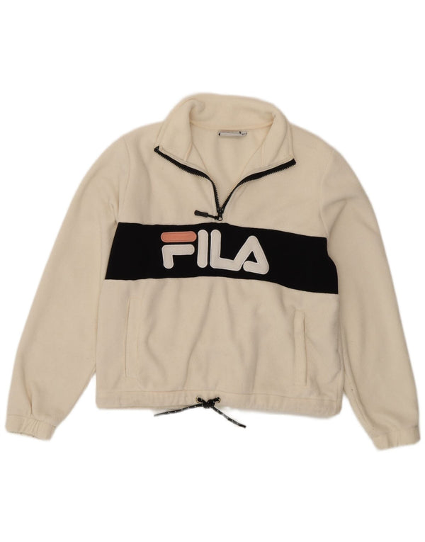 Fila Sweat-shirt surdimensionné en polaire pour femme UK 6 XS Blanc Sports