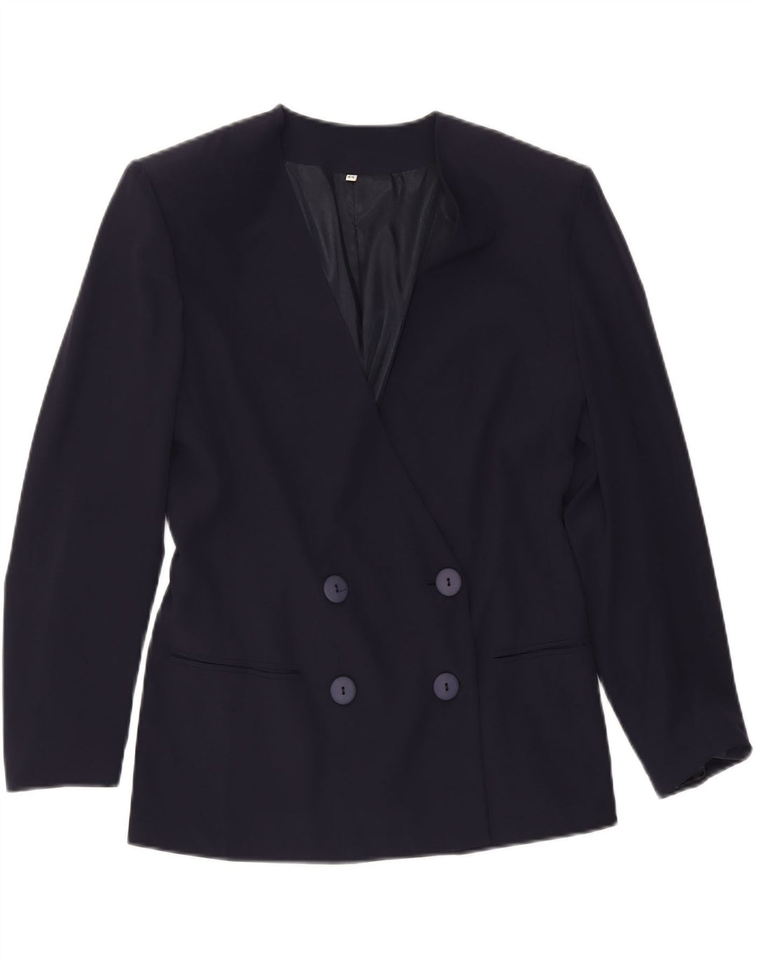 VINTAGE Womens Double Breasted Blazer Jacket IT 44 Medium Navy Blue