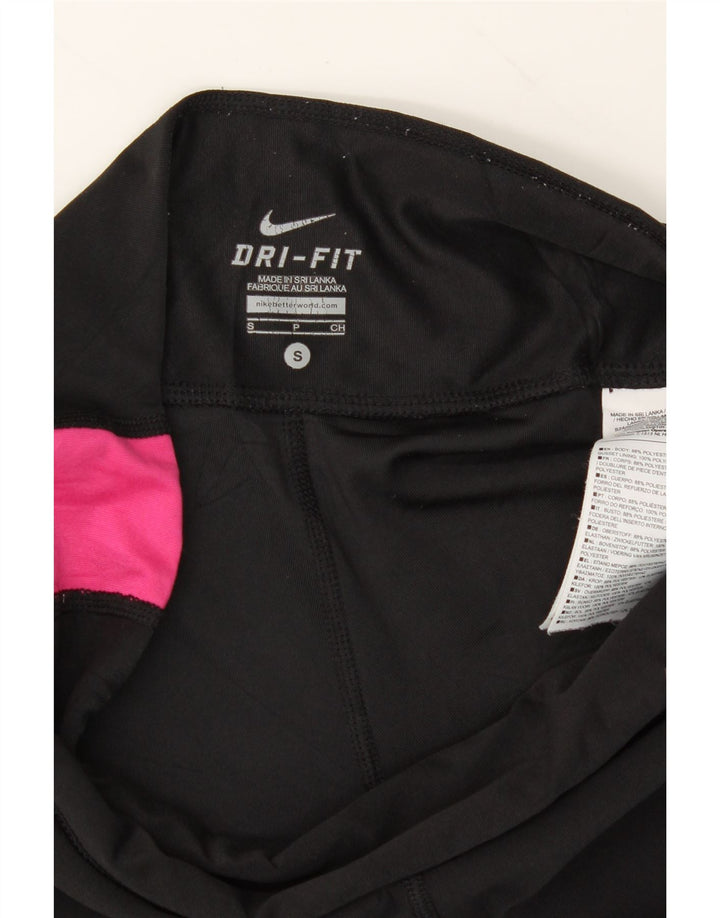 NIKE Womens Dri Fit Leggings UK 10 Small  Black Colourblock Polyester Vintage Nike and Second-Hand Nike from Messina Hembry 