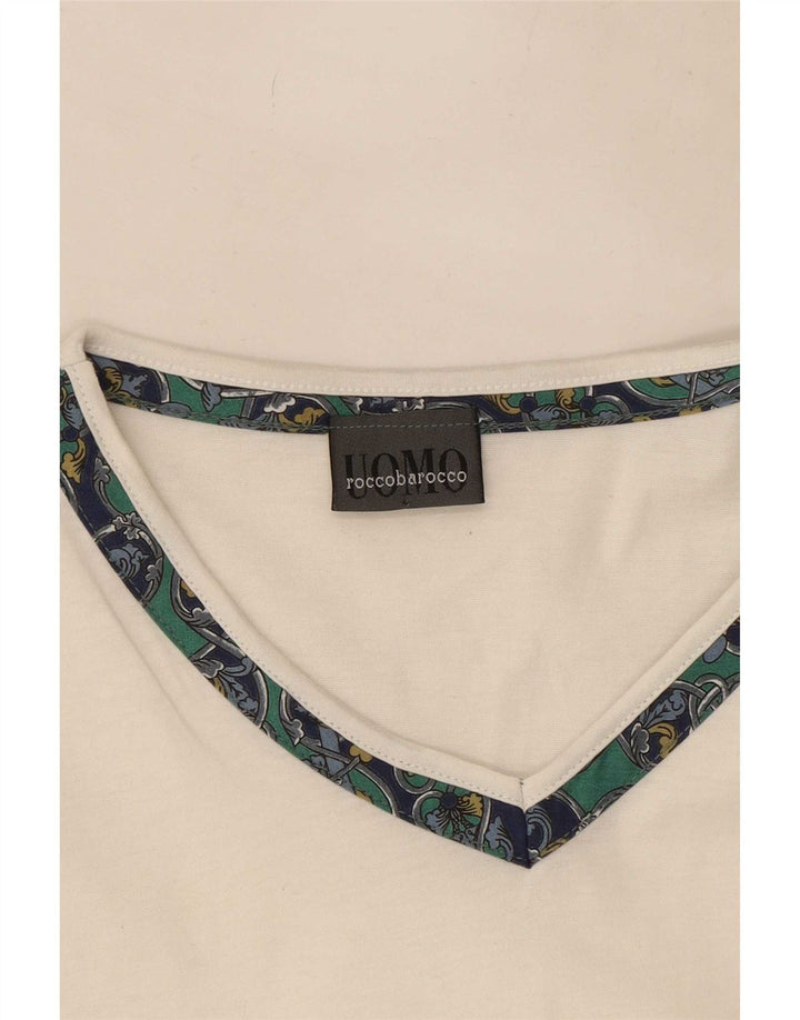 Roccobarocco Camiseta Hombre Top Medium Blanco Algodón