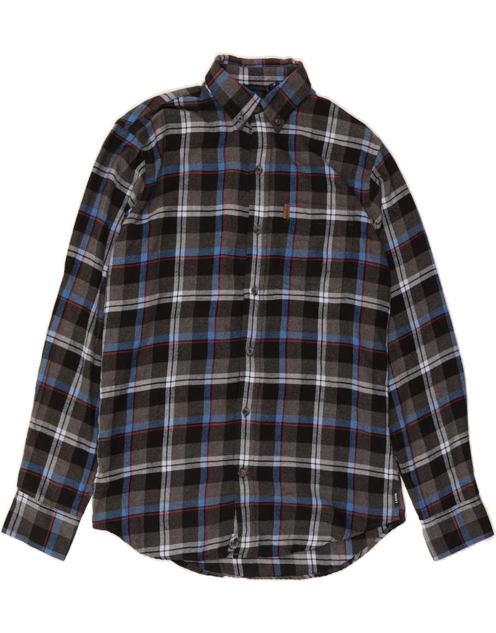 IZOD Mens Flannel Shirt Small Grey Check Cotton Vintage Izod and Second-Hand Izod from Messina Hembry 