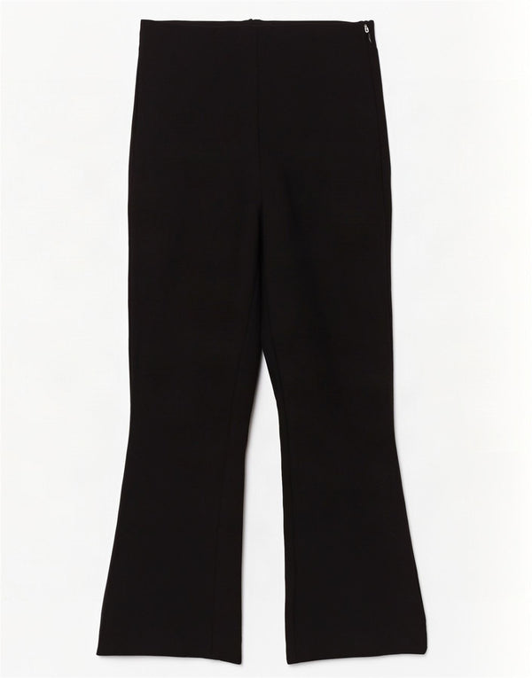Zara Dame Bootcut Cropped Trousers Small W26 L26 Black Viscose