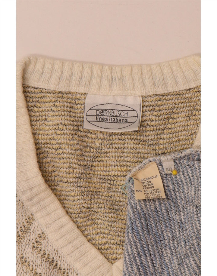 Dornbusch Mens V-Neck Jumper Sweater IT 50 Medium Multicoloured Geometric